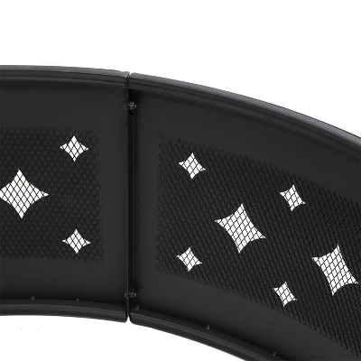 Sunnydaze Decor Sunnydaze Outdoor Heavy-Duty Steel Portable Large Round Diamond Cut Out Fire Pit Ring With Log Poker - 36" - Black - Image 4