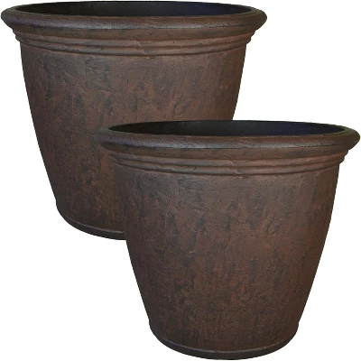 Sunnydaze Decor Sunnydaze Indoor/Outdoor Patio, Garden, Or Porch Weather-Resistant Double-Walled Anjelica Flower Pot Planter - 16" - Rust Finish - Image 7