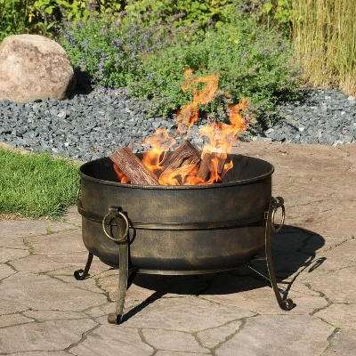 Sunnydaze Decor Sunnydaze Outdoor Camping Or Backyard Round Cauldron Fire Pit With Spark Screen, Log Poker, And Metal Wood Grate - Image 6