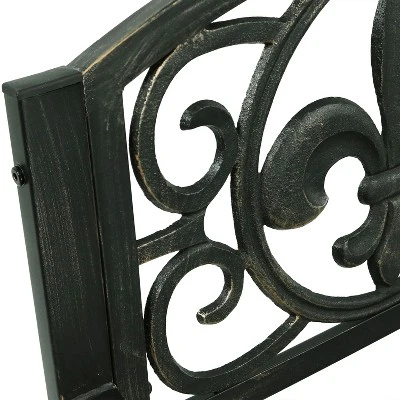 Sunnydaze Decor Sunnydaze Traditional Fleur-de-Lis Design Cast Iron And Steel Outdoor Rocking Chair - Image 3