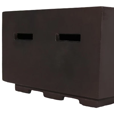 Sunnydaze Decor Sunnydaze 55,000 BTU Rectangular Outdoor Propane Gas Fiberglass Fire Pit Table With Lava Rocks - 56" L - Brown - Image 4