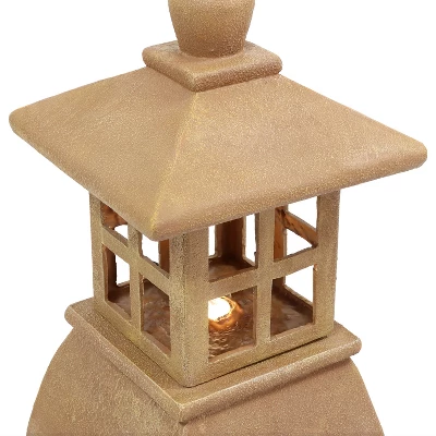 Sunnydaze Decor Sunnydaze 23"H Electric Resin Zen Lantern Outdoor Water Fountain With LED Lights - Image 3