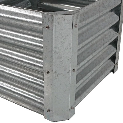 Sunnydaze Decor Sunnydaze Outdoor Lawn And Garden Galvanized Steel Square Raised Vegetable Garden Or Flower Bed Planter Kit - 22" - Silver - Image 2