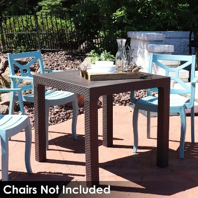 Sunnydaze Decor Sunnydaze Indoor/Outdoor Square Rattan Style Plastic Patio Dining Table - 31.5" - Brown - Image 6