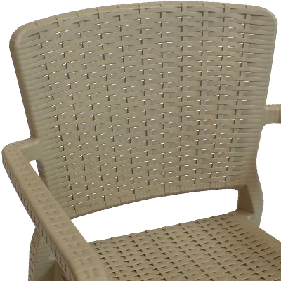 Sunnydaze Decor Sunnydaze Faux Wicker Rattan Design Plastic All-Weather Commercial-Grade Segonia Indoor/Outdoor Patio Dining Arm Chair - Image 3