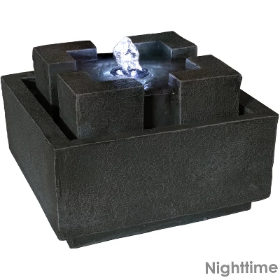 Sunnydaze Decor Sunnydaze Indoor Home Office Decorative Square Dynasty Bubbling Tabletop Water Fountain Feature - 7" - Image 2