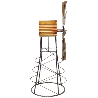 Sunnydaze Decor Sunnydaze Golden Metal Windmill Outdoor Garden Art Statue - 26 In. - Image 6