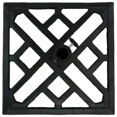 Sunnydaze Decor Sunnydaze Outdoor Heavy-Duty Cast Iron Decorative Modern Geometric Design Patio Yard Square Umbrella Base Stand - 17" - Black - Image 5