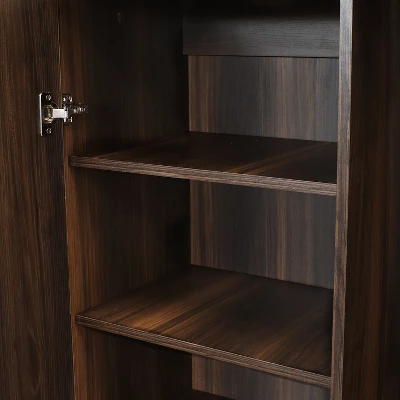 Sunnydaze Decor Sunnydaze Indoor Lavina Wine Cabinet With Glass And Bottle Storage Shelves - Coffee Brown - Image 8