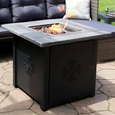 Sunnydaze Decor Sunnydaze Outdoor Smokeless Patio Propane Gas Fire Pit Table With Lava Rocks - 30" Square
