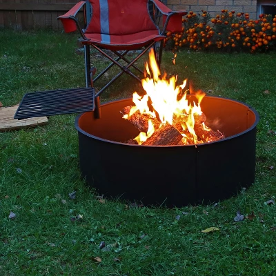 Sunnydaze Decor Sunnydaze Outdoor Heavy-Duty Steel Portable Campfire Ring With Cooking Grate And Fire Poker - 36" - Black - Image 5