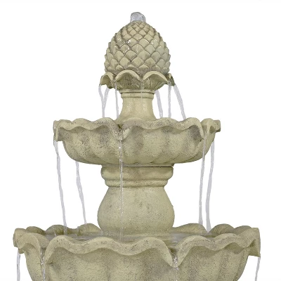 Sunnydaze Decor Sunnydaze 51"H Electric Polyresin And Fiberglass 3-Tier Pineapple Top Outdoor Water Fountain - Image 8