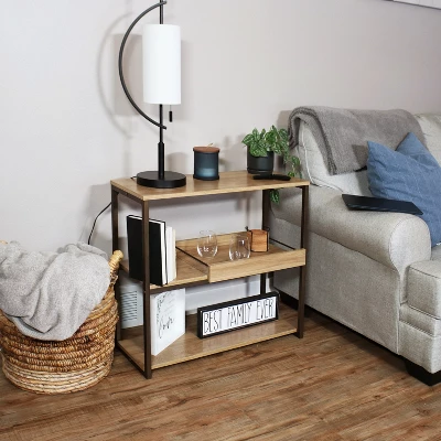 Sunnydaze Decor Sunnydaze Industrial-Style, 3-Shelf Sofa Table With Removable Serving Tray - Brown - 28.25 In