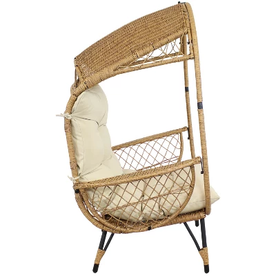 Sunnydaze Decor Sunnydaze Shaded Comfort Wicker Outdoor Egg Chair With Legs - 56.5" H - Image 9