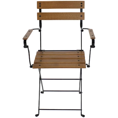 Sunnydaze Decor Sunnydaze Indoor/Outdoor Patio Or Dining Basic Chestnut Wooden Folding Bistro Arm Chair - Brown - Image 6