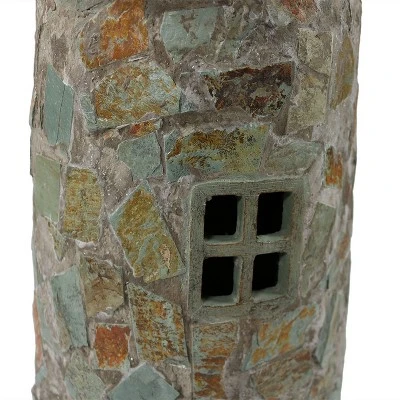 Sunnydaze Decor Sunnydaze Outdoor Backyard Garden Nautical Lighthouse Solar LED Pathlight Statue Figurine - 36" - Cobblestone - Image 3