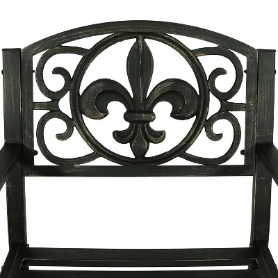 Sunnydaze Decor Sunnydaze Traditional Fleur-de-Lis Design Cast Iron And Steel Outdoor Rocking Chair - Image 2