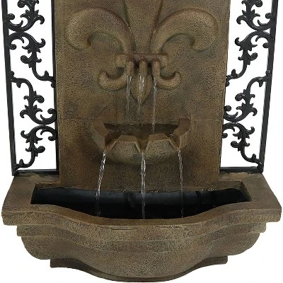 Sunnydaze Decor Sunnydaze 33"H Electric Polystone French Lily Design Outdoor Wall-Mount Water Fountain - Image 3