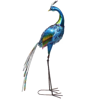 Sunnydaze Decor Sunnydaze Metal Peacock Outdoor Garden Yard Art Statue Sculpture - 34" - Image 6