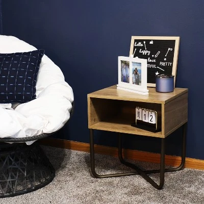 Sunnydaze Decor Sunnydaze Indoor Industrial-Style Nightstand With Open Shelf - MDP - Brown - Image 9