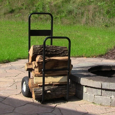 Sunnydaze Decor Sunnydaze Indoor/Outdoor Steel Rolling Firewood Log Cart Carrier With Wheels - 1/8 Face Cord - Black - Image 7