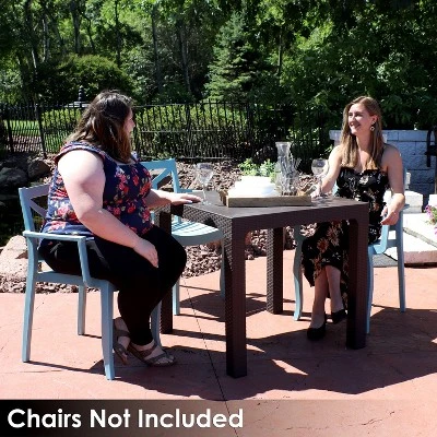 Sunnydaze Decor Sunnydaze Indoor/Outdoor Square Rattan Style Plastic Patio Dining Table - 31.5" - Brown - Image 7