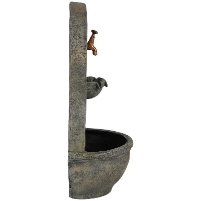 Sunnydaze Decor Sunnydaze 26"H Solar Polystone Messina Outdoor Wall-Mount Water Fountain - Image 7