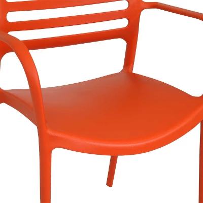 Sunnydaze Decor Sunnydaze Plastic All-Weather Commercial-Grade Astana Indoor/Outdoor Patio Dining Arm Chair, Orange, 2pk - Image 6