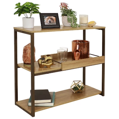 Sunnydaze Decor Sunnydaze Industrial-Style, 3-Shelf Sofa Table With Removable Serving Tray - Brown - 28.25 In - Image 3