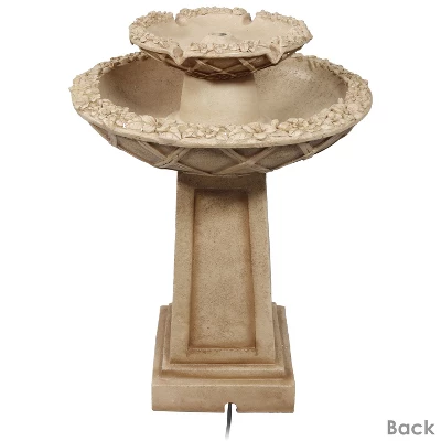 Sunnydaze Decor Sunnydaze 28"H Electric Polyresin 2-Tier Beveled Flower Outdoor Bird Bath Water Fountain - Image 5