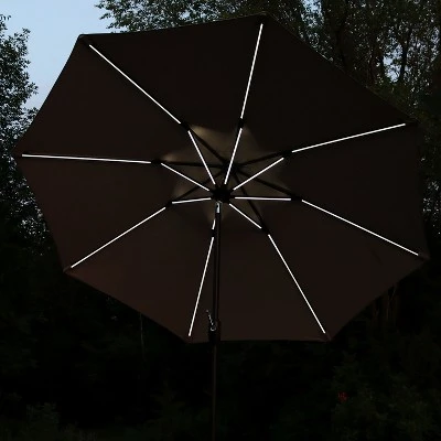 Sunnydaze Decor Sunnydaze Outdoor Aluminum Sunbrella Patio Umbrella With Solar LED Light Bars And Tilt - 9' - Image 7