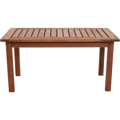 Sunnydaze Decor Sunnydaze Outdoor Meranti Wood With Teak Oil Finish Modern Rectangular Patio Coffee Table - 17.75" - Brown - Image 4