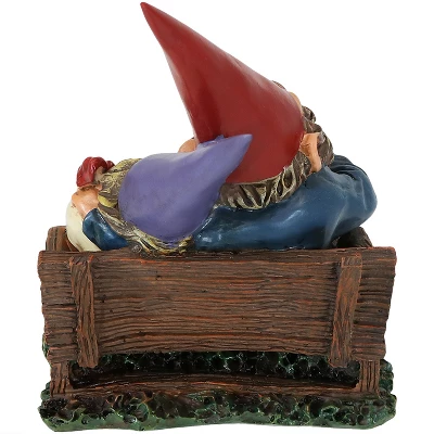 Sunnydaze Decor Sunnydaze Al And Anita On Bench Indoor/Outdoor Lightweight Resin Garden Gnome Couple Outdoor Lawn Statue - 8" H - Image 5