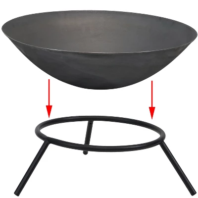 Sunnydaze Decor Sunnydaze Outdoor Camping Or Backyard Cast Iron Round Rustic Raised Fire Pit Bowl With Steel Finish On Stand - 22" - Image 5