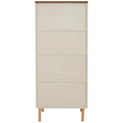 Sunnydaze Decor Sunnydaze Indoor Mid-Century Modern 5-Shelf Bookshelf With Storage Cabinet - Latte