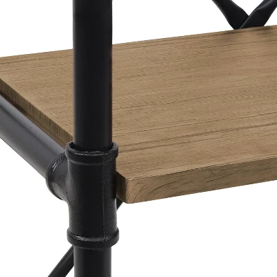 Sunnydaze Decor Sunnydaze 5 Shelf Industrial Style Pipe Frame Freestanding Bookshelf With Wood Veneer Shelves - Image 4