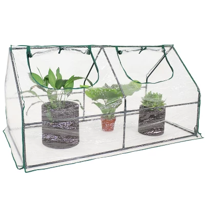 Sunnydaze Decor Sunnydaze Outdoor Portable Plant Shelter Mini Greenhouse With Double Zipper Doors And Cover - Clear - Image 7