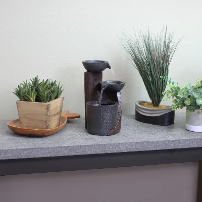 Sunnydaze Decor Sunnydaze Indoor Home Decorative Resin 3-Tier Descending Bowls Tabletop Water Fountain - 9" - Dark Brown - Image 7