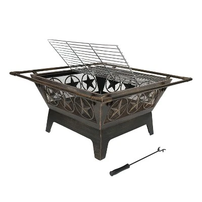 Sunnydaze Decor Sunnydaze Outdoor Camping Or Backyard Steel Northern Galaxy Fire Pit With Cooking Grill Grate, Spark Screen, And Log Poker - 32" - Image 5