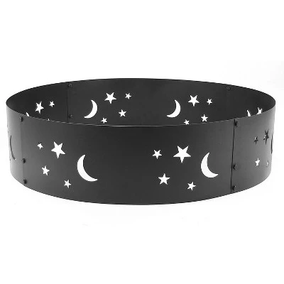 Sunnydaze Decor Sunnydaze Outdoor Heavy-Duty Steel Portable Fire Pit Ring With Die-Cut Stars And Moons - 36" - Black - Image 3