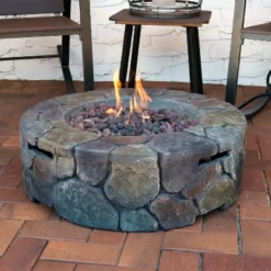 Sunnydaze Decor Sunnydaze Outdoor Cast Stone Propane Gas Fire Pit Heater Kit With Lava Rocks - 30" Diameter