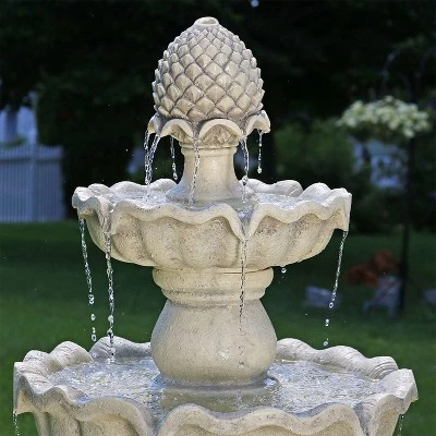 Sunnydaze Decor Sunnydaze 51"H Electric Polyresin And Fiberglass 3-Tier Pineapple Top Outdoor Water Fountain - Image 6