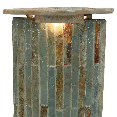 Sunnydaze Decor Sunnydaze 49"H Electric Natural Slate Tower Column Indoor/Outdoor Water Fountain With LED Light - Image 2