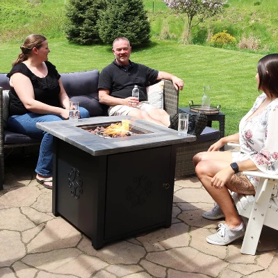 Sunnydaze Decor Sunnydaze Outdoor Smokeless Patio Propane Gas Fire Pit Table With Lava Rocks - 30" Square - Image 7