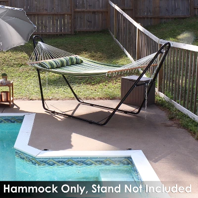 Sunnydaze Decor Sunnydaze Two-Person Quilted Fabric Hammock With Spreader Bars - 450 Lb Weight Capacity - Image 4