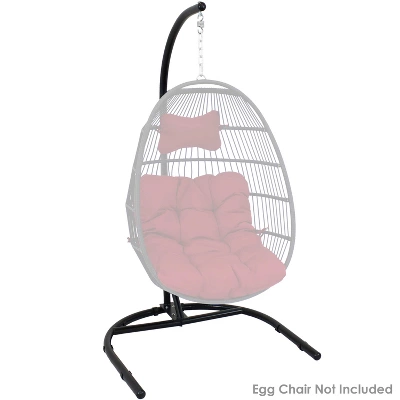 Sunnydaze Decor Sunnydaze Indoor/Outdoor Durable Powder-Coated Steel U-Shaped Hanging Egg Chair Swing Stand - 76" - Black - Image 4