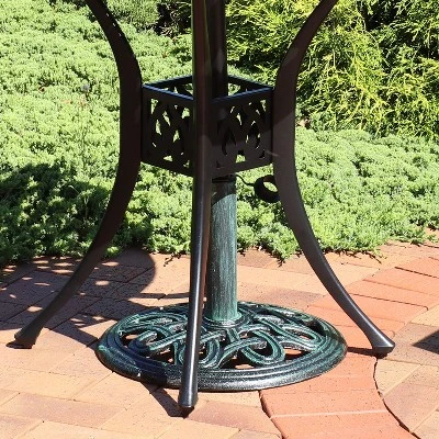 Sunnydaze Decor Sunnydaze Outdoor Heavy-Duty Cast Iron Decorative Design Patio Yard Round Umbrella Base Stand - 17" - Green