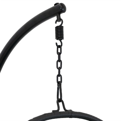 Sunnydaze Decor Sunnydaze Outdoor Resin Wicker Patio Dalia Hanging Basket Egg Chair With Cushions, Headrest, And Steel Stand Set - Teal - 3pc - Image 4