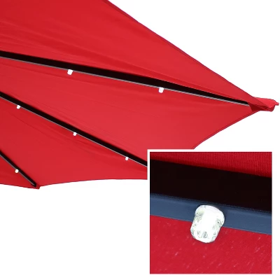 Sunnydaze Decor Sunnydaze Solar Outdoor Half Patio Umbrella With LED Lights And Crank - 9' - Image 6