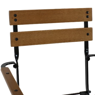 Sunnydaze Decor Sunnydaze Indoor/Outdoor Patio Or Dining Basic Chestnut Wooden Folding Bistro Arm Chair - Brown - Image 5